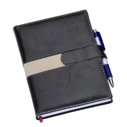 Agenda Executiva Preta c/ Fecho e Suporte p/ Caneta