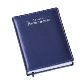 Agenda Compacta Permanente Metalizada Lisa Azul