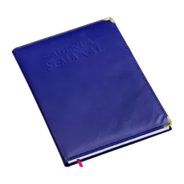 Agenda Semanal Super Capa Metalizada Lisa Azul