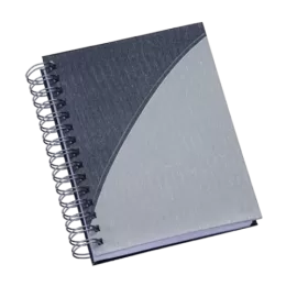 Agenda Wire-o Metalizada com Recorte Meia Lua Grafite c/ Prata com Bolsa Interna