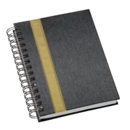 Agenda Wire-o Metalizada Grafite Com Faixa Ouro com Bolsa Interna