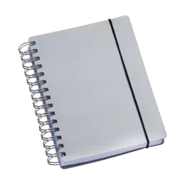 Agenda Wire-o Capa Plástica c/ Elástico Prata / Pérola c/ Bolsa Interna