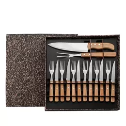Conjunto para Churrasco c/ Garfo, Faca e Talheres de Mesa 14 Pçs SMKT-9031E