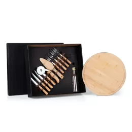 Conjunto para Pizza em Bambu 35 cm 12 Pçs SMKT-9033P