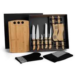 Kit Gourmet com Tábua, Facas, Colheres 12 Pçs SMKT-9040X