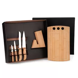 Conj. Cozinha C/ Cepo Em Bambu / Inox 6 Pçs SMKT-90164