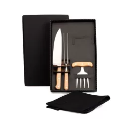 Kit Para Churrasco Com Avental 4 Pçs SMKT-90179