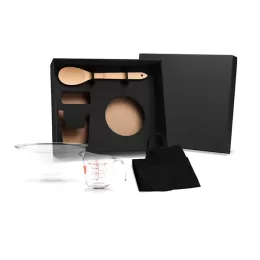 Kit Para Cozinha Em Vidro / Bambu 4 Pçs SMKT-90144